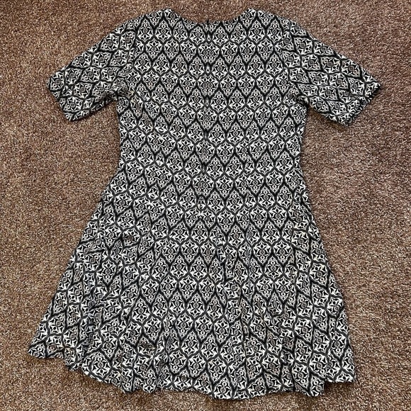 H&M Conscious Collection Black and White Fit and Flare Mini Dress Crew Neck - Picture 3 of 12